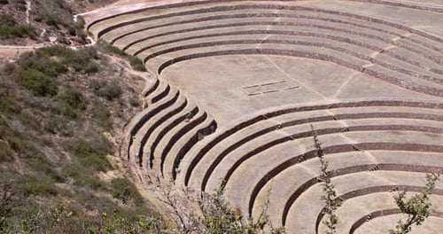 Right Pan Moray andenes Inca stoneworks - Cusco, Peru 4k