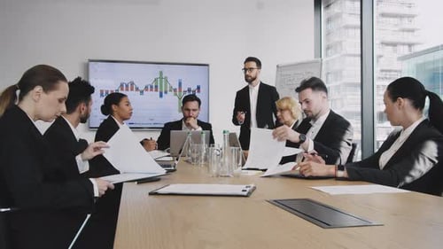 Group Meeting of Businessman People in Office Company Meeting for Brainstorm in Big Office Ceo