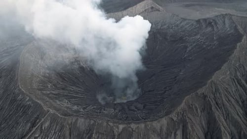 Mount Bromo - Active Volcano in East Java, Indonesia - Aerial