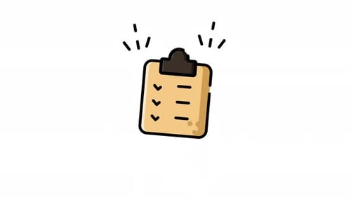 Animated Flat Design Checklist Icon with Moving Checkmarks