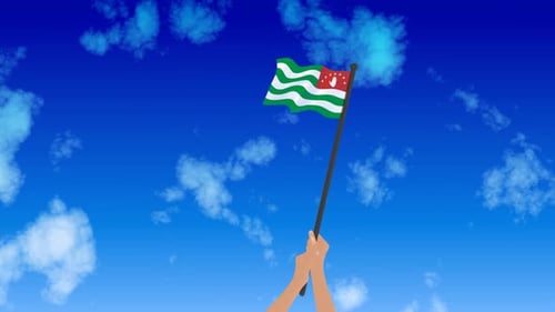 Waving Flag of Abkhazia in Flat Design Animation