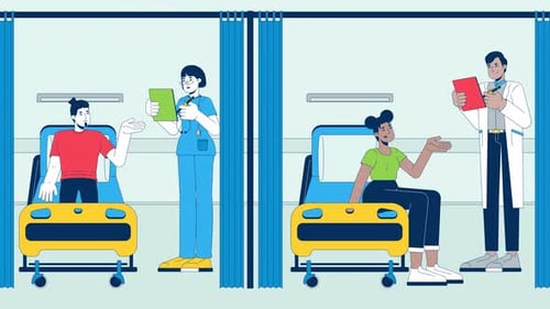 Flat Design Medical Consultation Animation with Doctors and Patients
