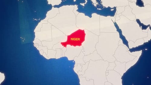 Niger Country Highlight on Animated Africa Political Map