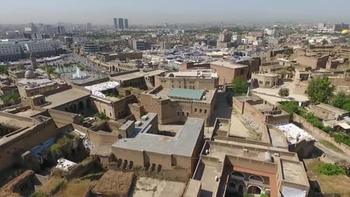 aerial footage of Archaeological Citadel of Erbil