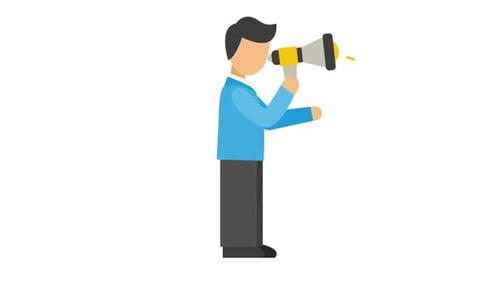 Flat Design Character Speaker Announcing with Megaphone