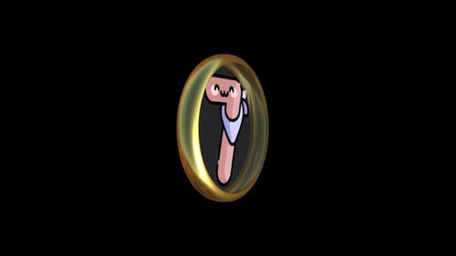 Cartoon Number Seven Character with Golden Spinning Frame