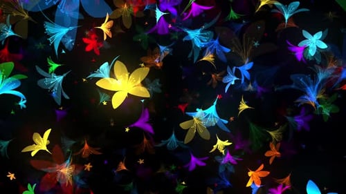 Farbenfrohe Blumen fallen