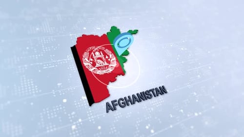 Afghanistan Map Flag Location Pin Title Animation