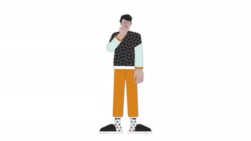 Flat Design Animated Man Pondering Thoughtfully