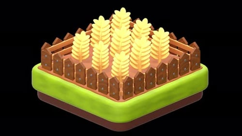 wheat 3D Animation, Alpha Channel, Transparent Background