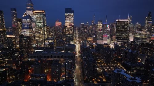 Night Skyline of New York Skyline At Manhattan In New York United States.