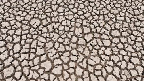 Aerial drone view of parched earth.