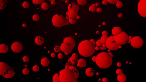 Abstract Red Angry Spheres Floating Motion Background