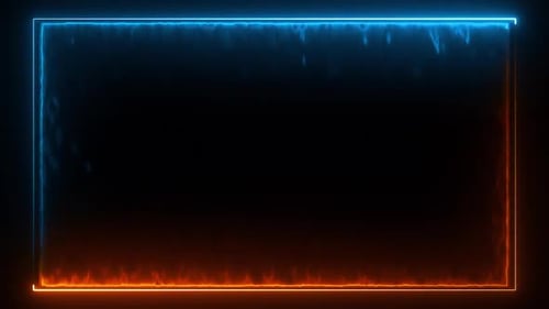 Blue & Golden Neon Rectangle Border Loop V15