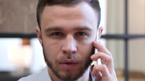 Phone Negotiation Face Close Up