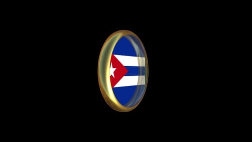 Animated 3D Spinning Cuban Flag Button