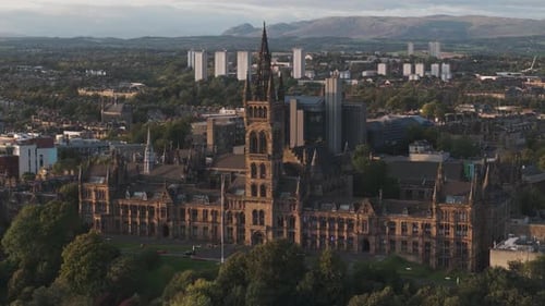 Aerial view of Glasgow cityscape, Scotland.