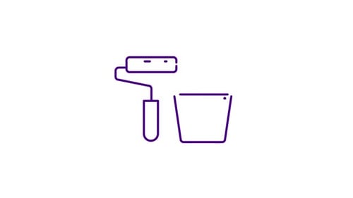 Flat Design Paint Roller and Bucket Line Art Animation