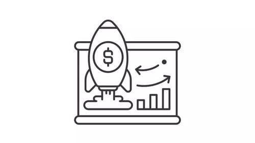 Business Startup Rocket Launch Strategy Line Animation