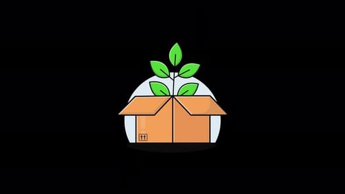 Caja con árbol. Vídeo de animación sobre el concepto de paquete ecológico: transparente