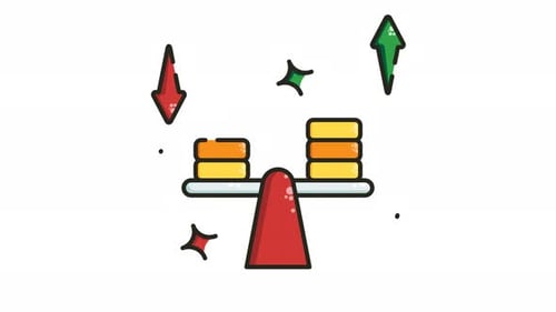 animation Seesaw with stacks of coins on each side.