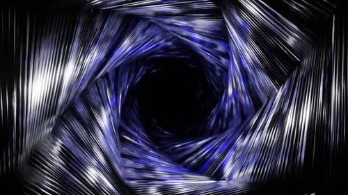 Silver And Blue Hexagonal Interference Spiral Tunnel Background Vj Loop In HD