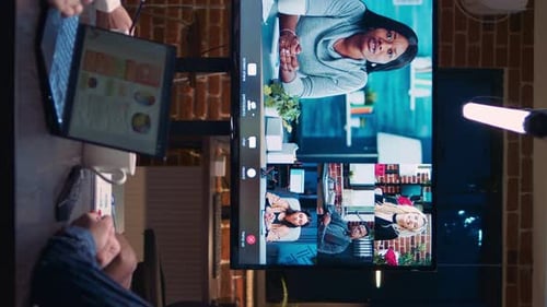 Virtual Meeting with Colleagues on Video Conference