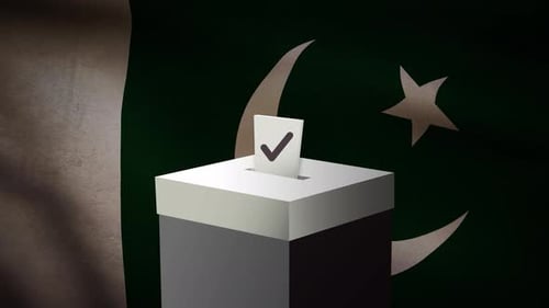 Casting vote into the ballot box during Pakistan election