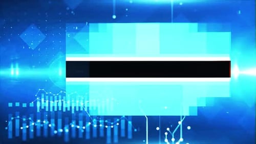 Botswana Flag On Economy Background And Graph