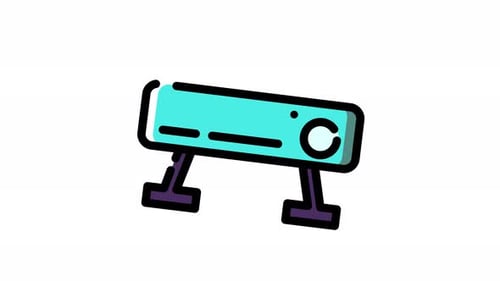 Animated Flat Design Projector Icon for Presentations and Technology