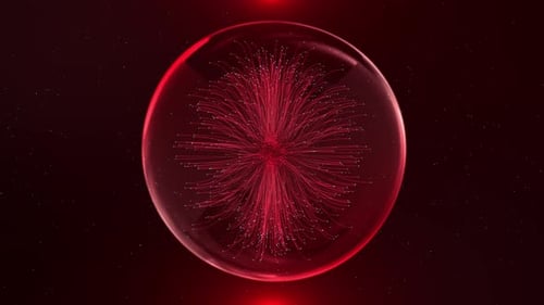 Abstract Sphere with Red Glowing Particle Network Animation