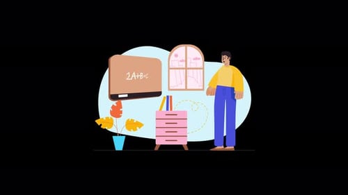 Un homme dans une pièce à l'aménagement moderne et à la décoration colorée