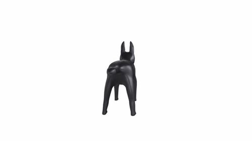 Rotating 3D Stylized Black Canine Figure Animation