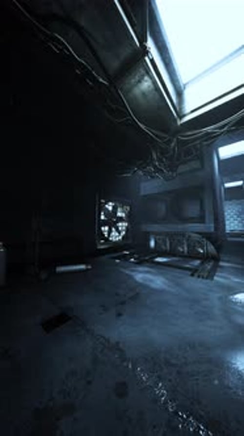 Mysterious Abandoned Room with Sunlight Pouring Through a Skylight