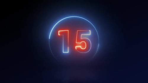 Neon Countdown Timer with Glowing Blue and Orange Numbers
