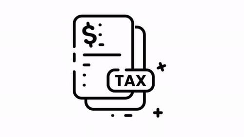 Animated Tax Document Icon: A simple line art illustration depicting tax forms