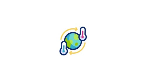 Animated Climate Change Icon with Global Temperature Cycle