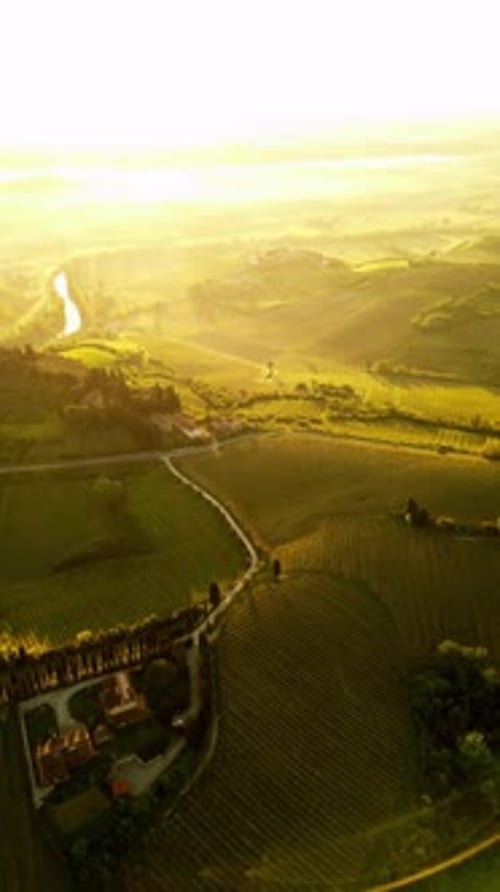 Sunrise Over the Tranquil Rolling Hills of Rural Farmland