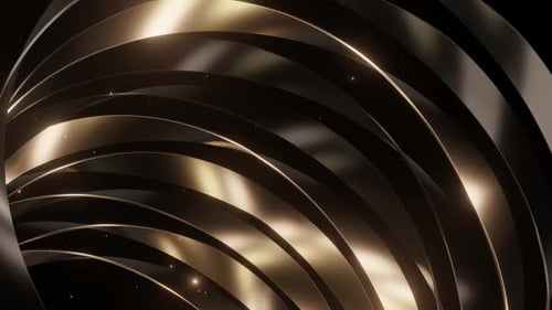 Elegant Golden Abstract Ribbons Loop Background