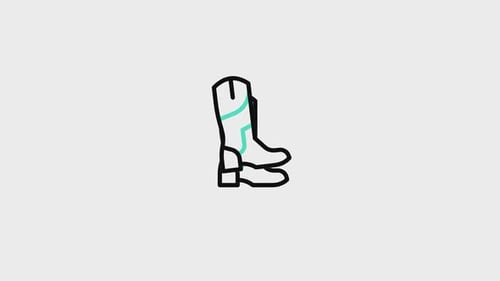 Animated Line Art Cowboy Boot Icon Fill Animation