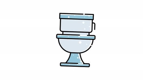 animation of Blue toilet bowl for hygiene and routine icon