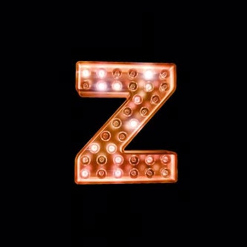 3D Marquee Light Letter Z Reveal Animation