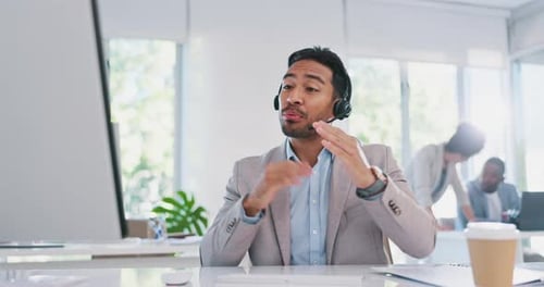 Customer service, call center and man consulting in office workplace