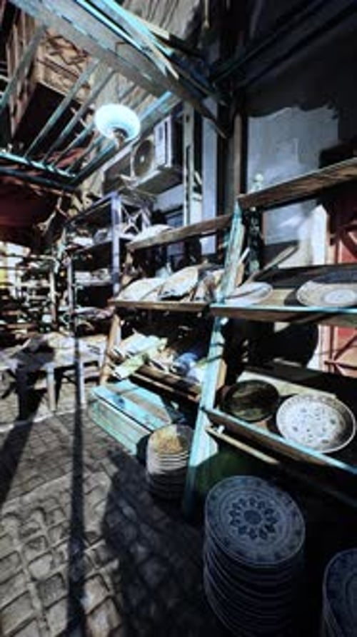 Traditional Market Alley With Oriental Goods