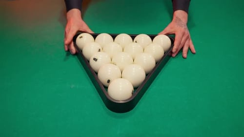 Pool Balls Racked Before a Billiards Game
