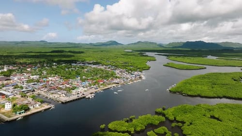 Coastal Town Surrounded By Mangrove Forest and Rivers Siargao Philippines