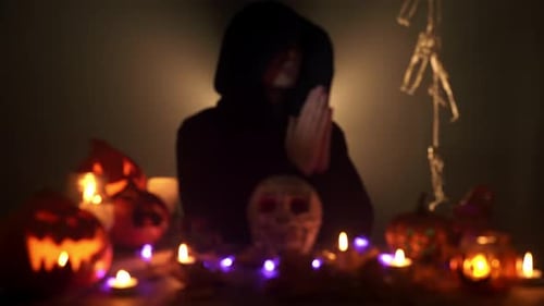 Spooky Halloween Decorations with Hooded Figure