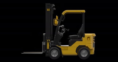 Forklift Rotating On Alpha Channel Loop