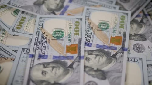 Pile of One Hundred Dollar Bills Close Up