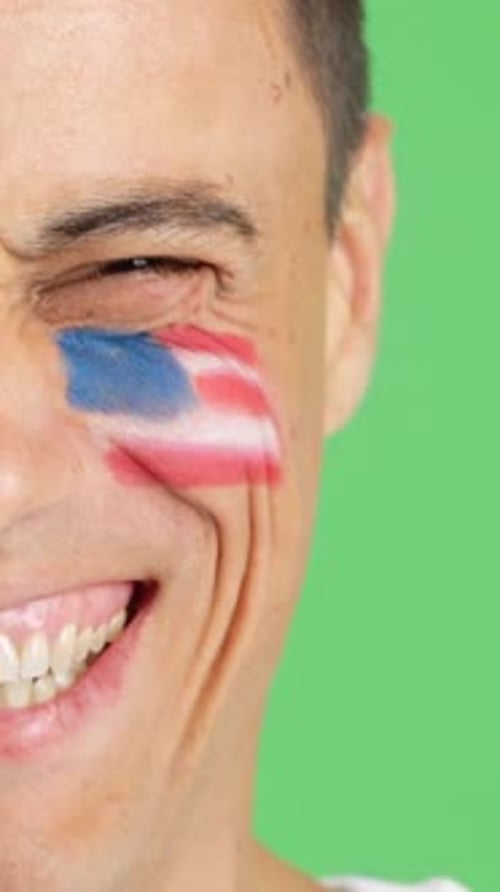 Smiling Face with Painted Flag Close Up